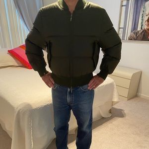 Men’s Moncler “baseball” style down puffer jacket.